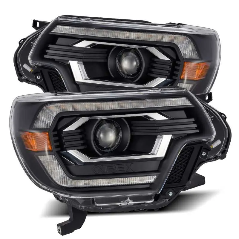 Alpharex Pro-Series Projector Headlights For 2012–2015 Toyota Tacoma – Black Housing, Plank-Style Design, Integrated Drls 1