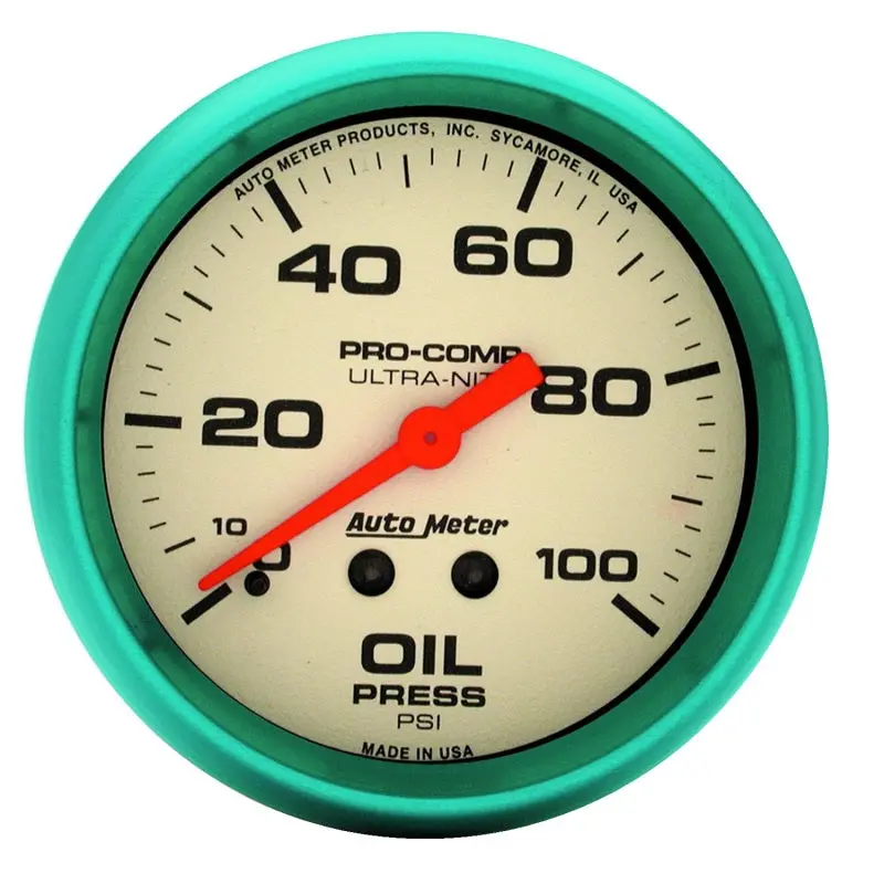 Autometer Ultra-Nite Mechanical Oil Pressure Gauge – 66.7Mm (2-5/8In), 0–100 Psi Range 1