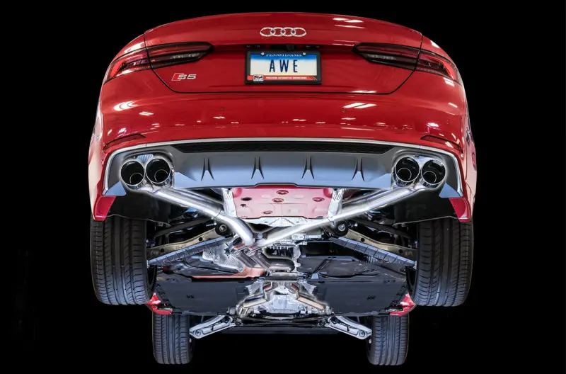 Awe Tuning Non-Resonated Track Edition Exhaust For Audi B9 S5 Sportback – Silver 102Mm Tips 2