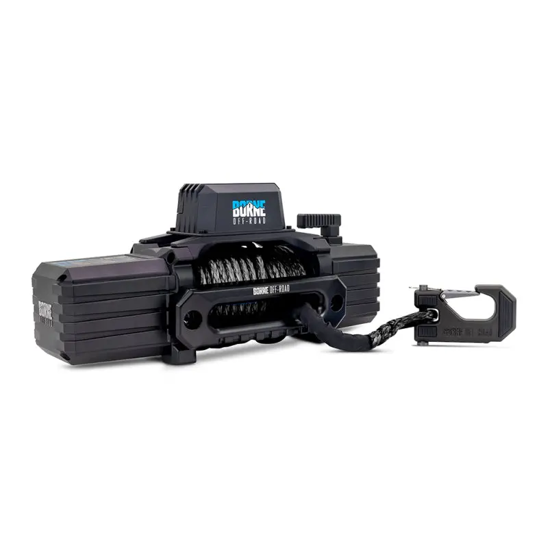 Borne 12,000 Lb Off-Road Winch With Black Synthetic Rope 1