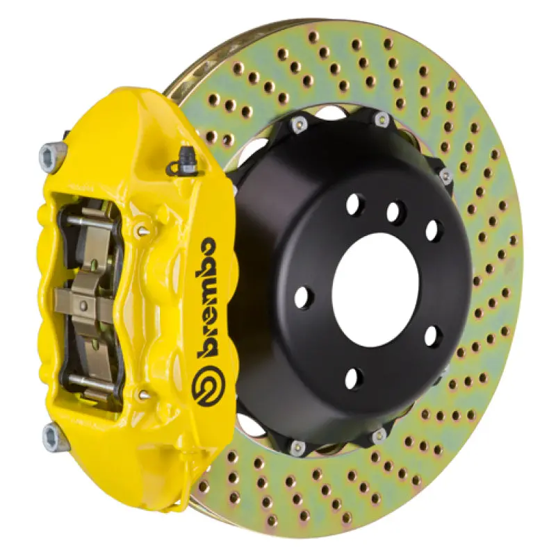 Brembo 12-17 M5 (F10) Rear Gt Bbk 4 Piston Cast 380X28 2Pc Rotor Drilled- Yellow 1