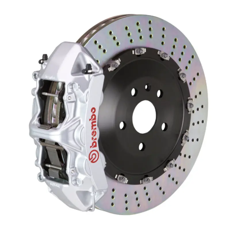 Brembo 2023 Volkswagen Tiguan R (Mk2) Front Gt Bbk 6-Piston 405X34 2-Piece Rotors Drilled - Silver 1