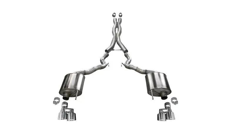 Corsa Xtreme Cat-Back Exhaust System For 2018–2020 Ford Mustang Gt Convertible – Polished 4" Tips, No Active Valves 1