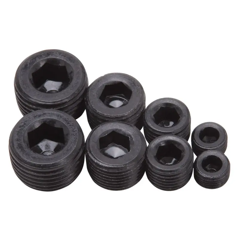 Edelbrock Black Internal Allen-Head Pipe Plug Kit – Npt Sizes: 1/8", 1/4", 3/8", 1/2" (8-Piece Set) 1