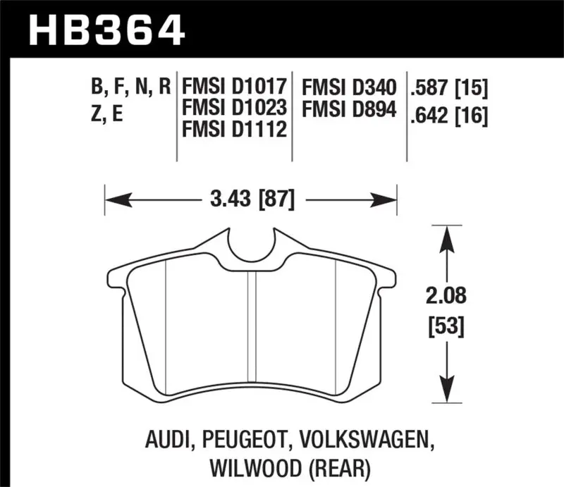 Hawk Hps Street Rear Brake Pads For 1989–1992 Vw Golf Gti/Gls Turbo, Vr6, And 2000–2006 Audi Tt 1