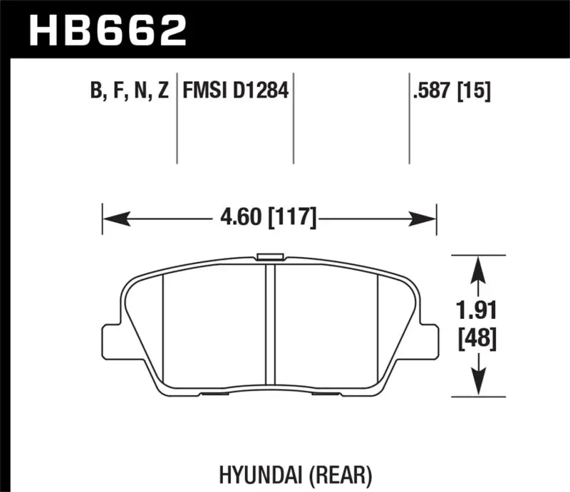 Hawk Hps Street Rear Brake Pads For 2010–2012 Hyundai Genesis Coupe (Non-Brembo Equipped) 1
