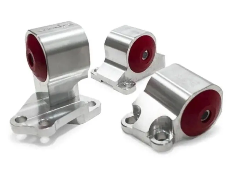 Innovative Aluminum Engine Mounts For 1992–1995 Honda Civic B/D Series – Silver, 75A Bushings, Auto-To-Manual Hydraulic Conversion (2-Bolt) 1