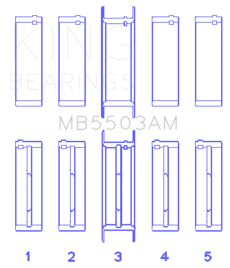 King Main Bearing Set For Ford 351Ci (5.8L) V8 – 16-Valve Crankshaft Kit (5-Piece) 1