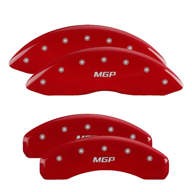 Mgp Engraved 4-Piston Caliper Covers – Front & Rear, Chrysler Wing Design, Red Finish With Silver Accents 1