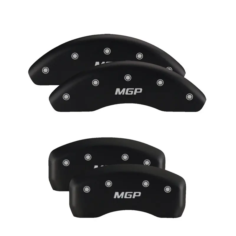 Mgp Engraved 4-Piston Caliper Covers — Front & Rear — Srt-Themed, Black Base With Silver Accents 1