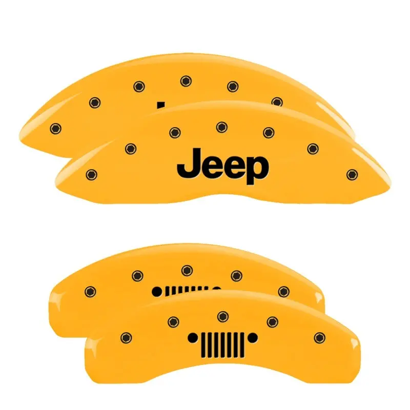 Mgp Engraved 4-Piston Caliper Covers – Yellow Finish With Black Jeep/Grill Logo For 2011–2018 Grand Cherokee 1