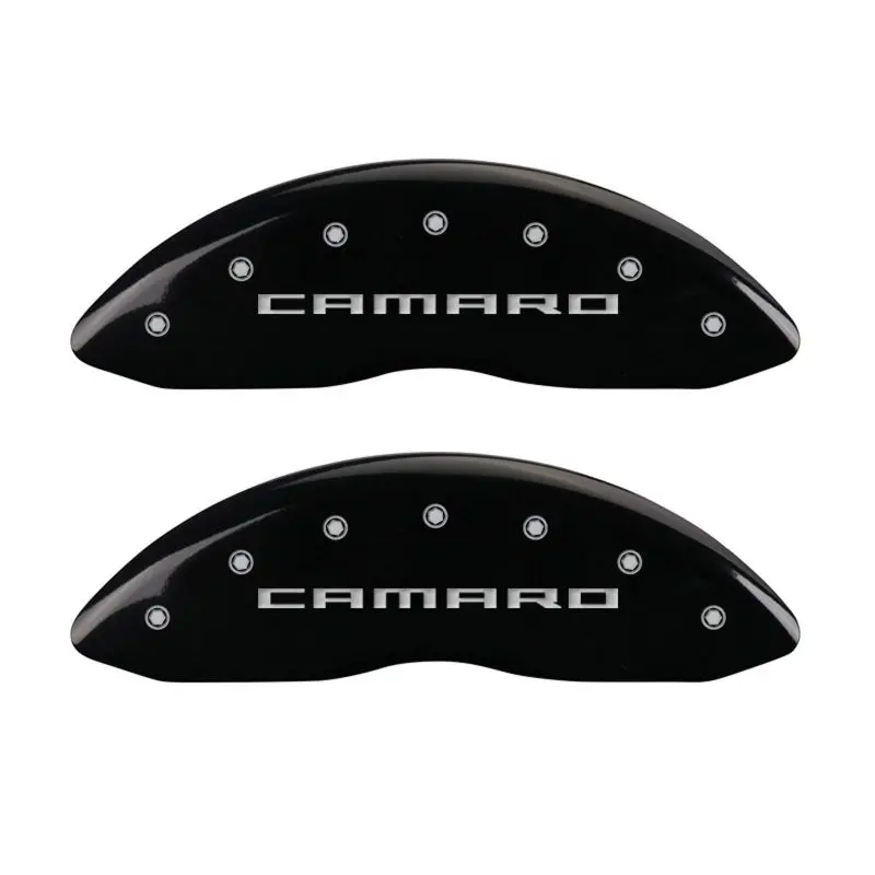 Mgp Engraved Caliper Covers For Chevrolet Camaro Gen 5 (Front) And Rs/Gen 5 (Rear) – Matte Black With Silver Accent 1
