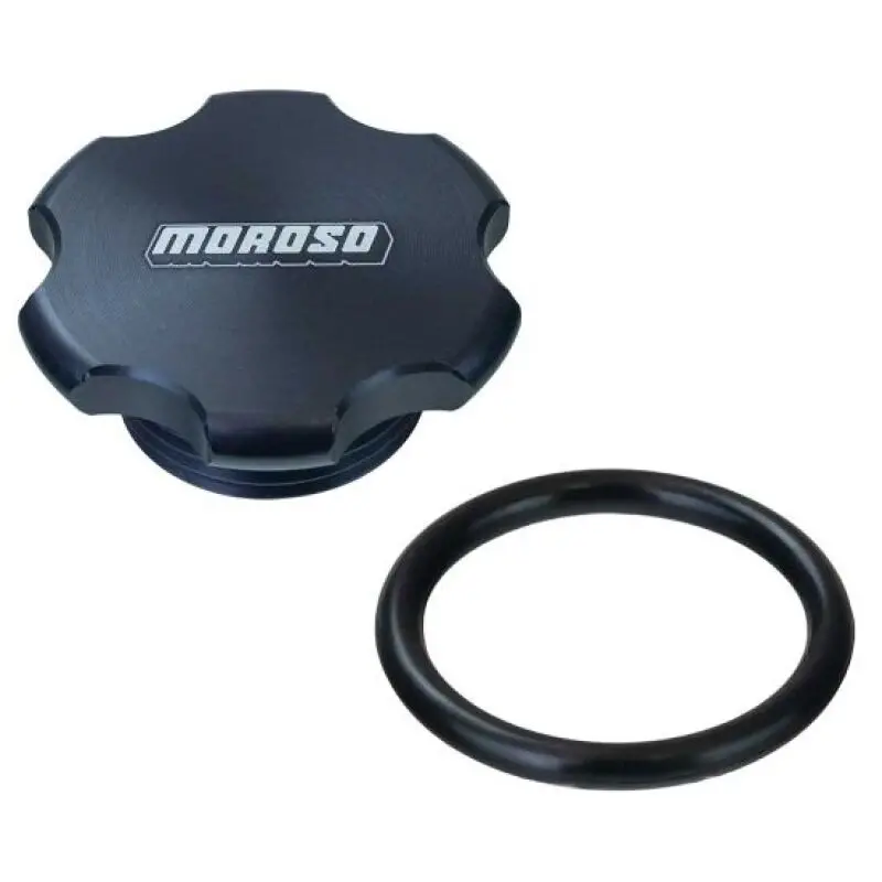 Moroso Aluminum Oil Filler Cap Kit — 1-1/4"-12 Thread, Black Anodized Finish 1
