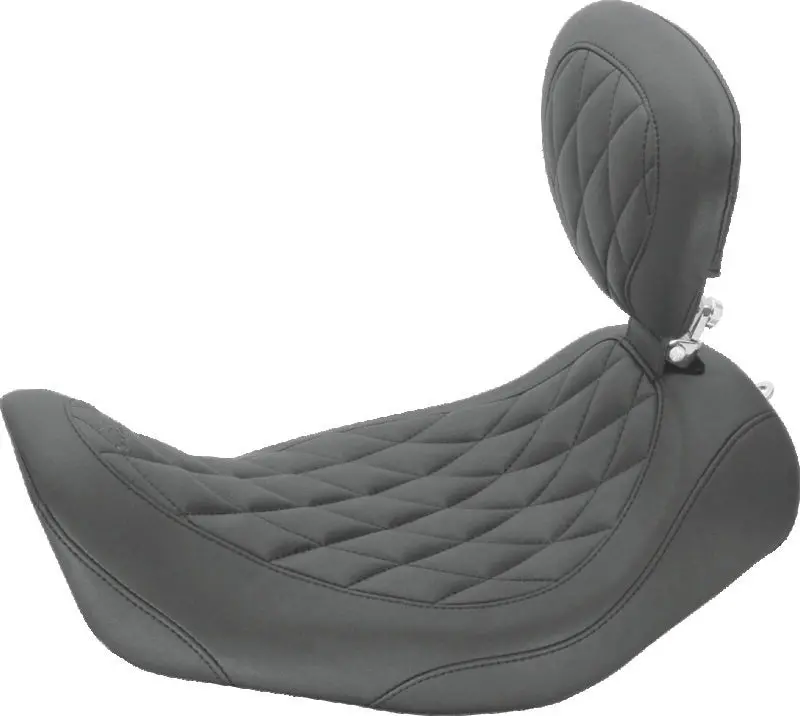 Mustang Harley-Davidson Dyna Wide Tripper Solo Seat For 2006–2017 – Diamond-Stitched Black With Driver Backrest 1