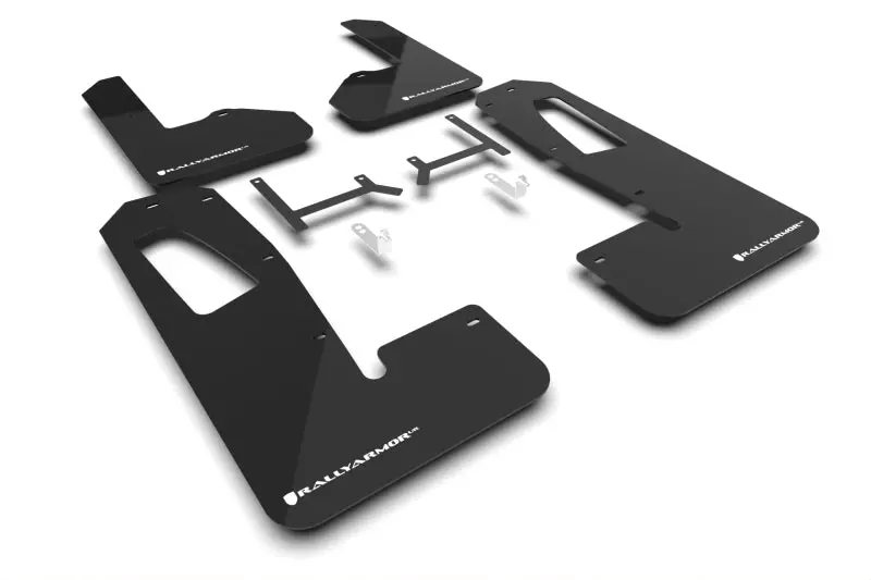 Rally Armor Black Ultra-Resistant Mud Flaps – Custom Fit For 2022+ Rivian R1S (White Logo Accent) 1